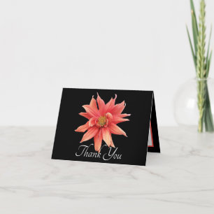 Spectacular Orange Dahlia Black Elegant Thank You Card