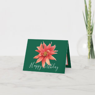 Spectacular Orange Dahlia Green Back Chic Birthday Card
