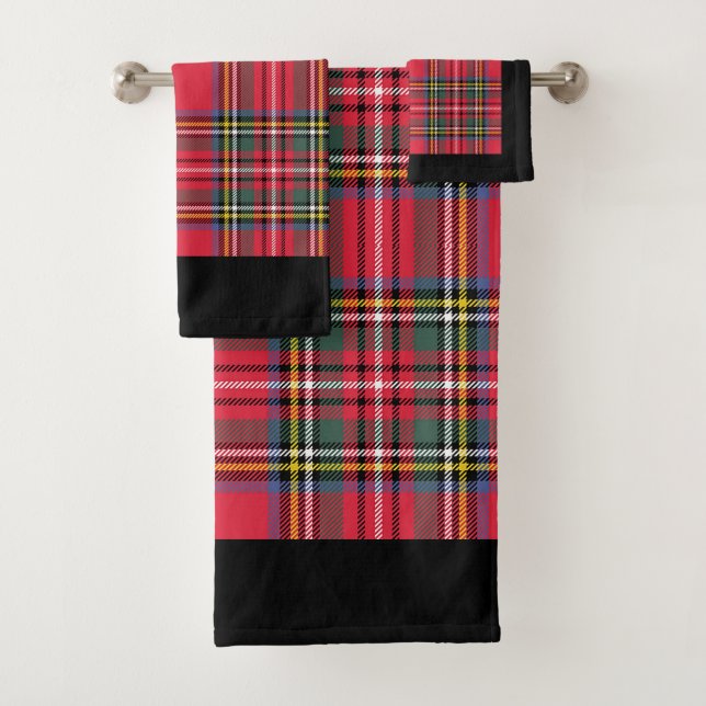 Spectacular Red Plaid Bath Towel Set (Insitu)