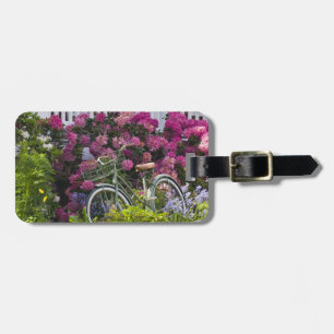 Spectacular spring bloom, whimsical antique luggage tag