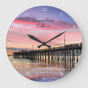 Spectacular Sunset at Newport Beach Large Clock