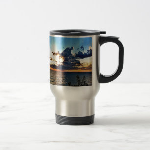 Spectacular sunset over Lake Michigan Travel Mug