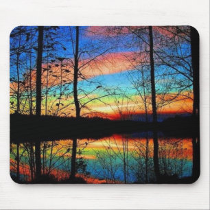 Spectacular Sunset Through Trees Mouse Mat
