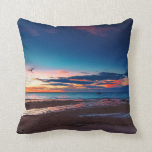 Spectacular Tropical Ocean Beach Sunset Cushion