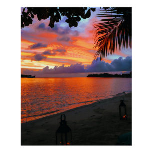 Spectacular Tropical Sunset Beach Poster