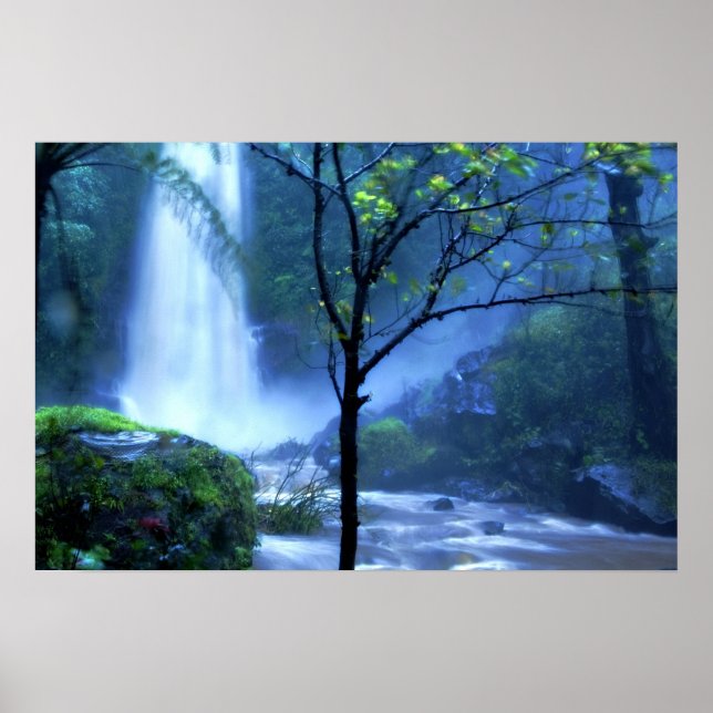 Spectacular Tropical Waterfall Poster (Front)