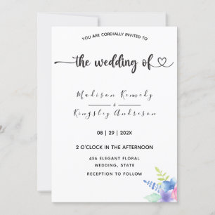 Spectacularly Simple Elegant Luxurious Floral Invitation