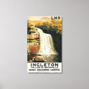 Spectators Climb on Waterfall Railway Poster Canvas Print