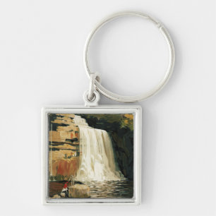 Spectators Climb on Waterfall Railway Poster Key Ring