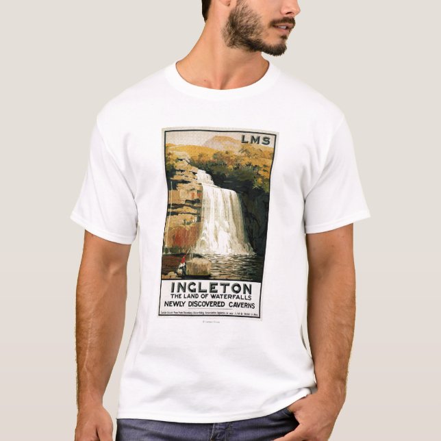 Spectators Climb on Waterfall Railway Poster T-Shirt (Front)