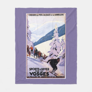 Spectators Watching Skier Poster Fleece Blanket