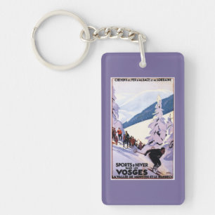 Spectators Watching Skier Poster Key Ring