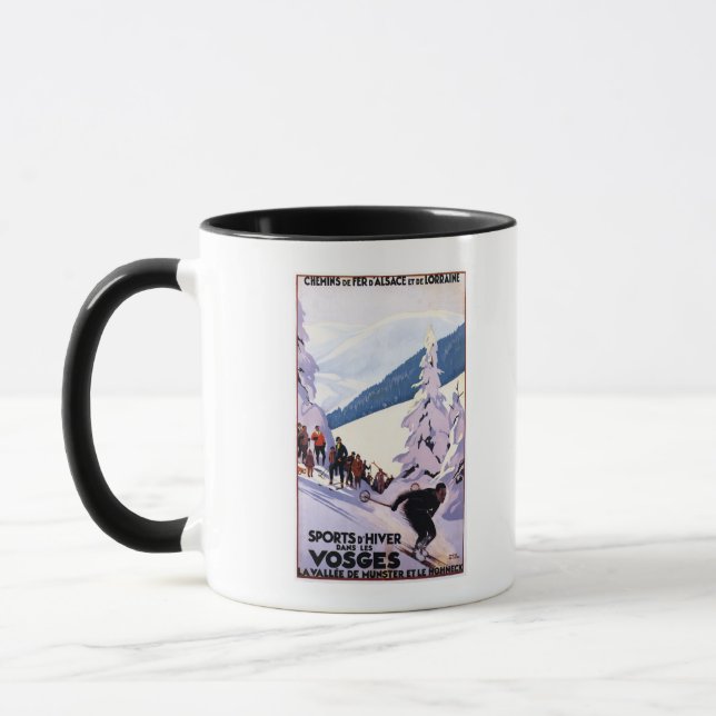 Spectators Watching Skier Poster Mug (Left)