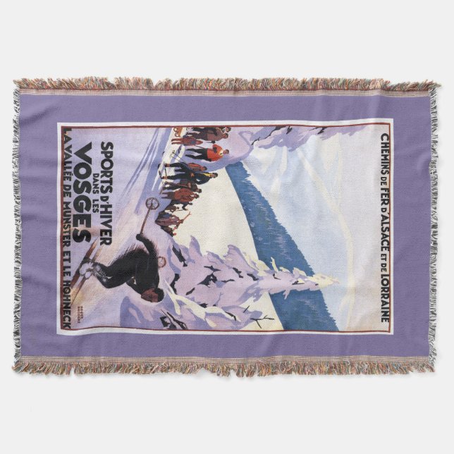 Spectators Watching Skier Poster Throw Blanket (Front)