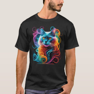Spectral Anime Cat in Vibrant Smoke Explosion T-Shirt