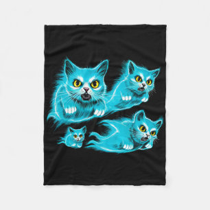 Spectral Cats Halloween Funny Flying Ghost Tee Fleece Blanket