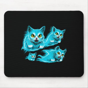 Spectral Cats Halloween Funny Flying Ghost Tee Mouse Mat