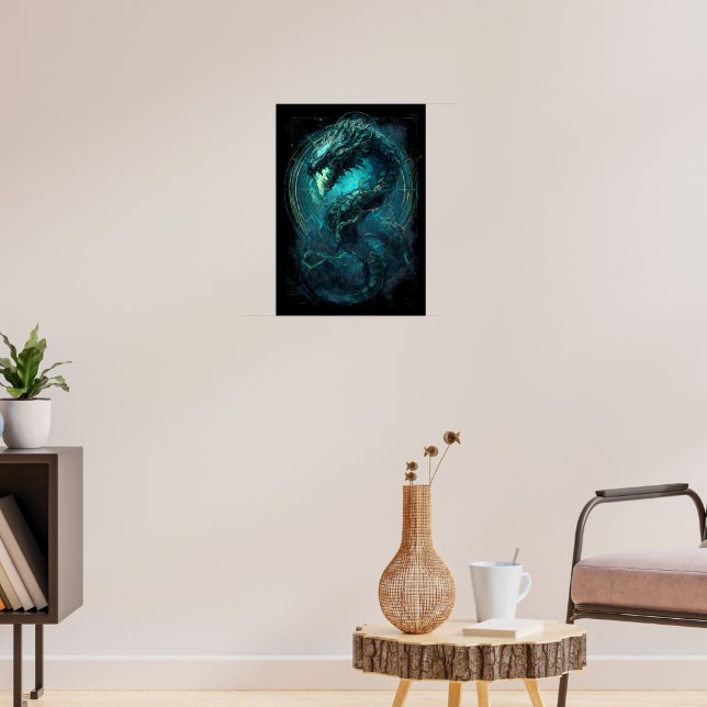 Spectral Coil Cyberpunk Serpent Dark Art  Poster (Living Room 3)