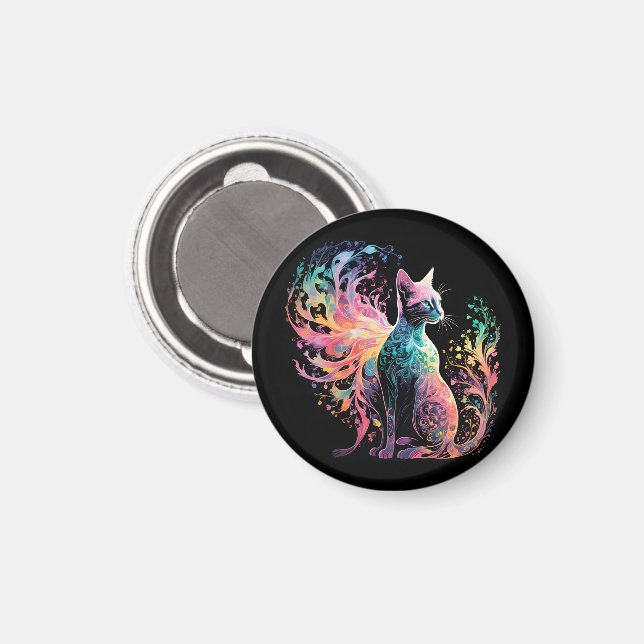 Spectral Holographical Cat: A Prism of Elegance Magnet (Front/Back)