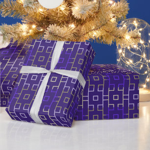 Spectral Squares Bluish Purple Wrapping Paper
