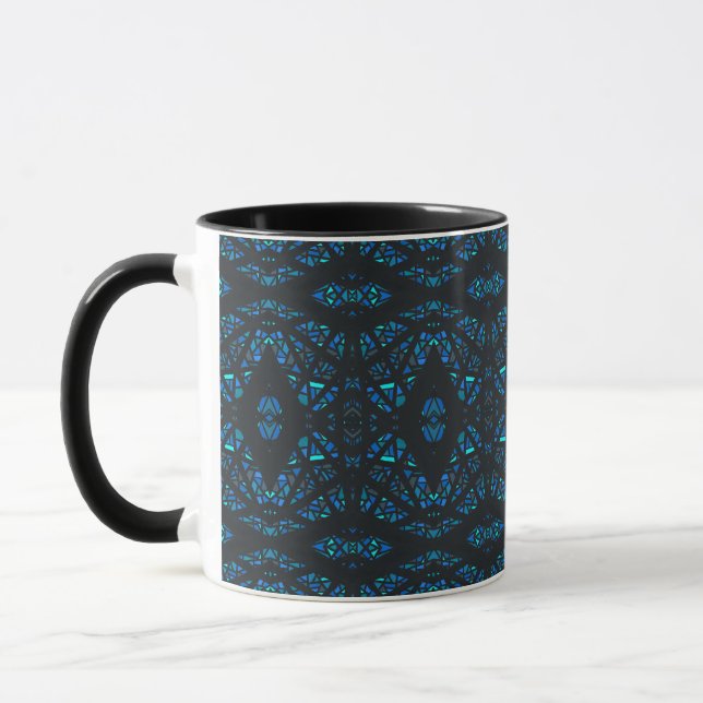 Spectroscopic Blue Abstract Gouache Art Mug (Left)
