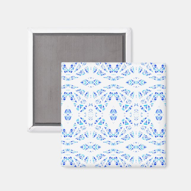 Spectroscopic Blue White Abstract Gouache Art Magnet (Front/Back)