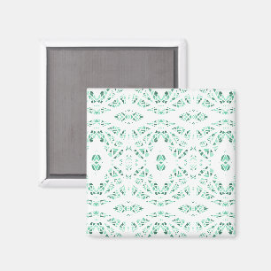 Spectroscopic Green White Abstract Gouache Art Magnet