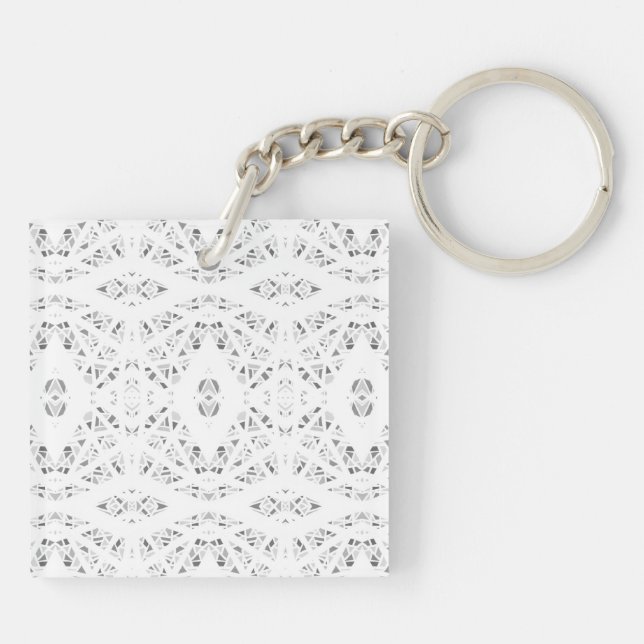 Spectroscopic Grey White Abstract Gouache Art Key Ring (Back)