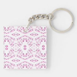 Spectroscopic Pink White Abstract Gouache Art Key Ring