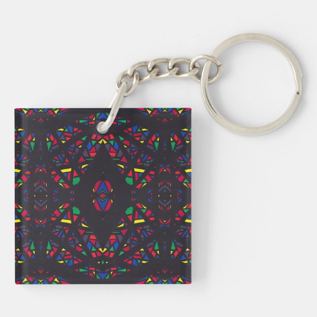 Spectroscopic Rainbow Abstract Gouache Art Key Ring (Back)