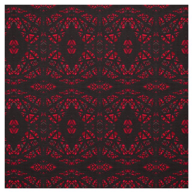 Spectroscopic Red Black Abstract Gouache Art Fabric (Swatch)