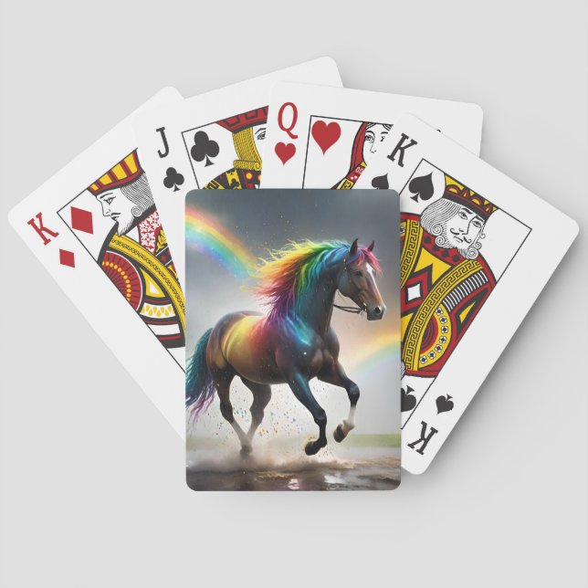 Spectrum of Grace: Rainbow Horse Beneath Rainbows Playing Cards (Back)