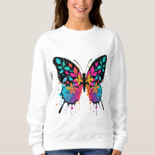 Spectrum Wings – Abstract Floral Butterfly Design Sweatshirt