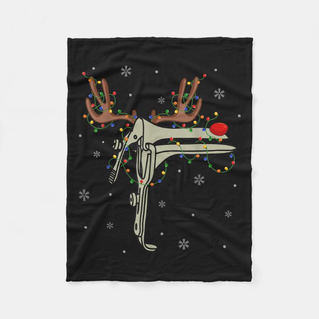 Speculum Reindeer Xmas Light Medical Ob Gyn Nurse  Fleece Blanket (Front)