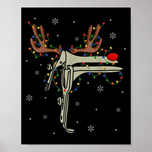 Speculum Reindeer Xmas Light Medical Ob Gyn Nurse  Poster (Front)
