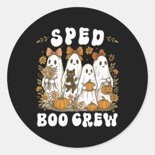 Sped Boo Crew Special Ed Teacher Team Preppy Hallo Classic Round Sticker