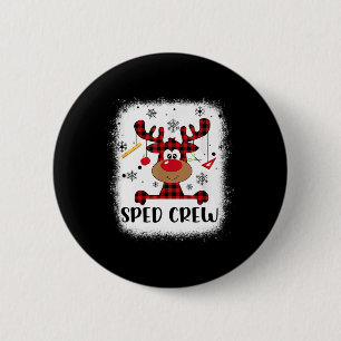 Sped Crew Buffalo Plaid Reindeer Santa Hat Christm 6 Cm Round Badge