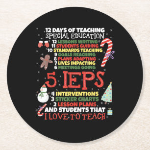 SPED School Tee Funny Special Education Teacher Round Paper Coaster