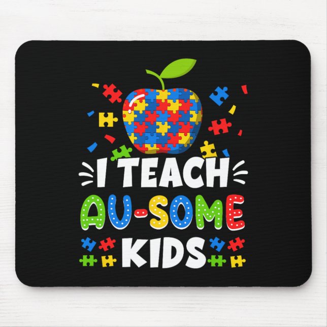 Sped Special Education I Teach Au-some Kids Rainbo Mouse Mat (Front)