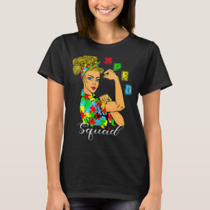 Sped Squad Puzzle Pieces Ribbon Autism Awareness M T-Shirt