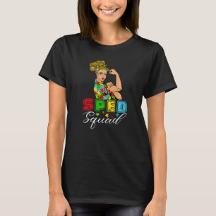 Sped Squad Puzzle Pieces Ribbon Autism Awareness M T-Shirt