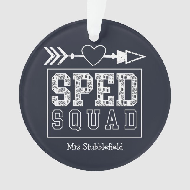 SPED Squad Special Education Teacher Personalised Ornament (Front)