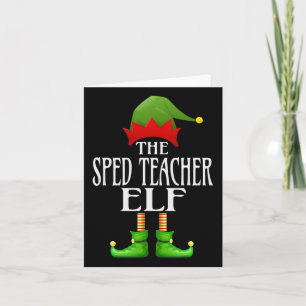 Sped Teacher Elf Xmas Funny Family Matching Christ Card