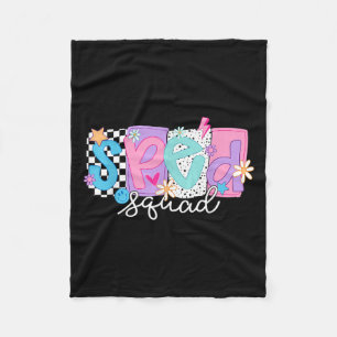 Sped Teacher Squad Floral Special Education Back T Fleece Blanket