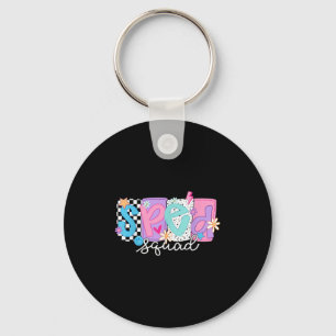 Sped Teacher Squad Floral Special Education Back T Key Ring