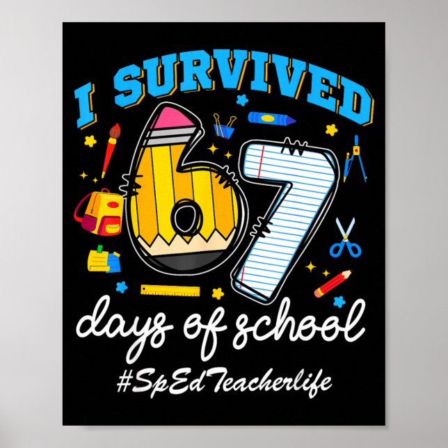 Sped Teacherlife I Survived 67 Days Of School Funn Poster (Front)