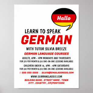 Speech Balloon, German Language Course Poster