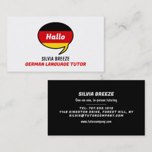 Speech Balloon, German Language Tutor, Teacher Business Card