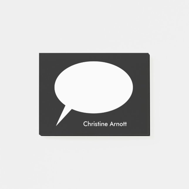 Speech Balloon with Custom Name Text Post-it Notes (Front)