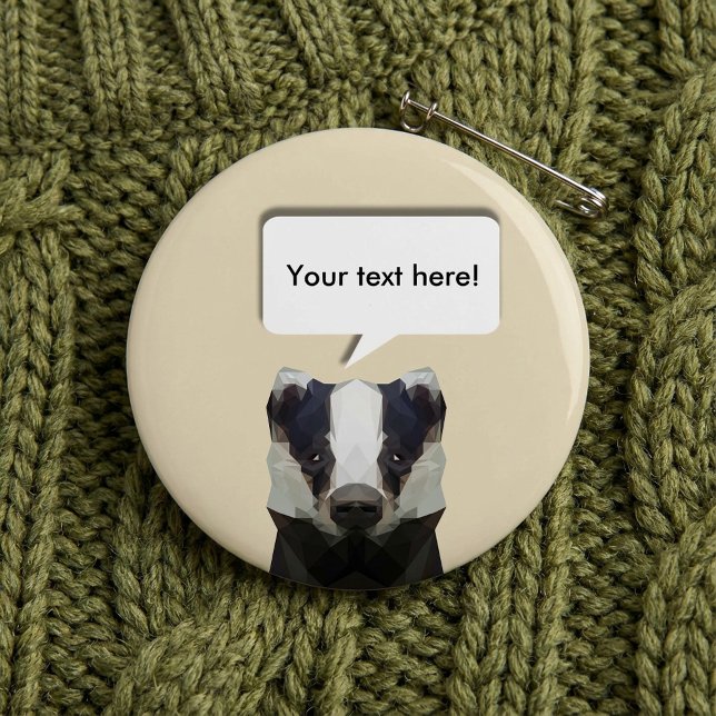 Speech bubble Cute geometric badger 3 Cm Round Badge (Speech bubble Cute geometric badger Pinback Button.)
